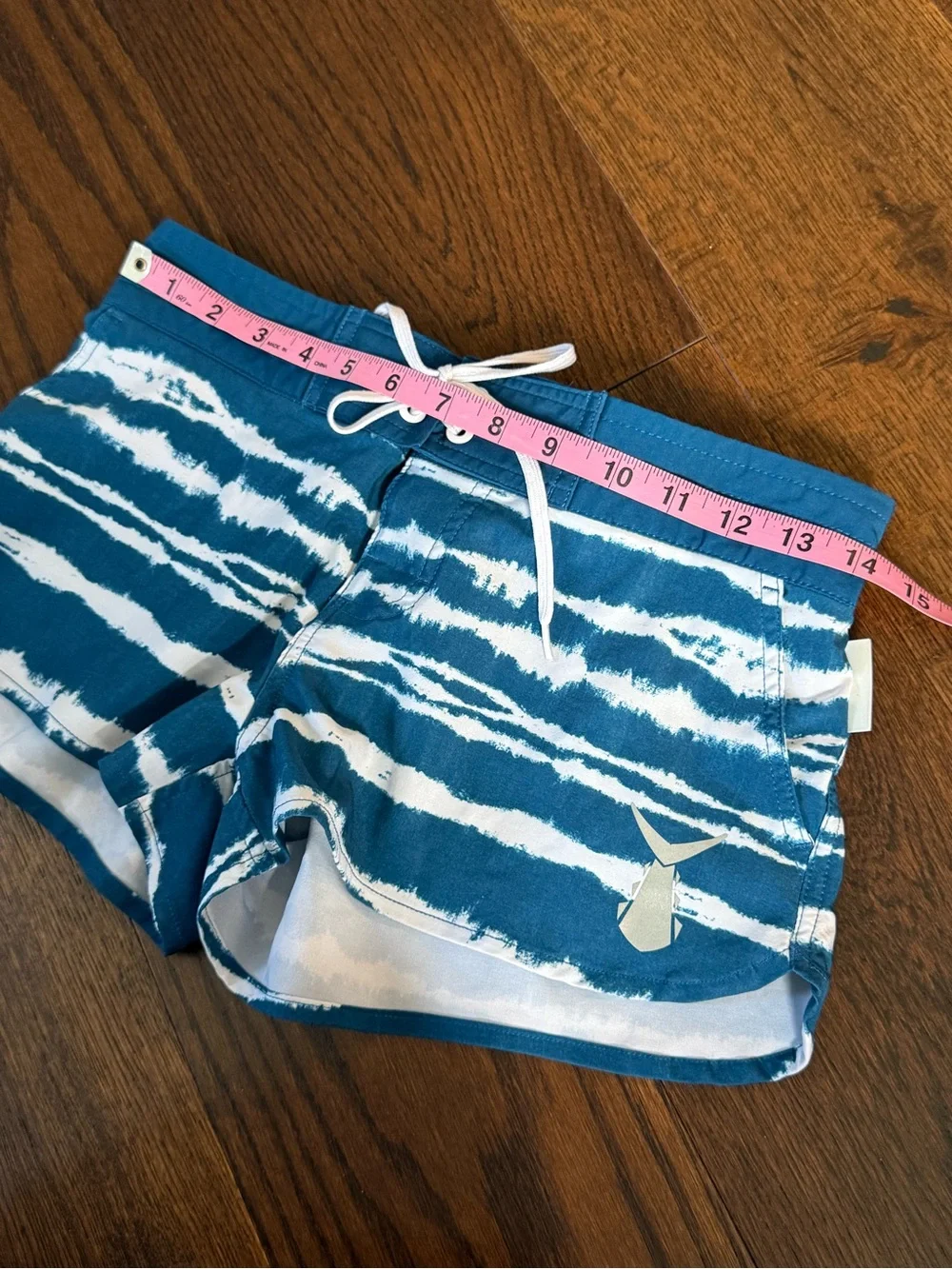 Women’s Blue Tie-Dye Athletic Shorts with Drawstring